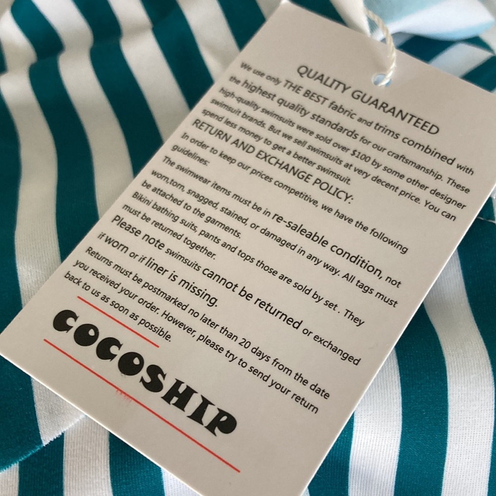 NWT New Cocoship one piece Swimsuit Sz 6 Ruffles Green White Bathing Suit Womens - Picture 7 of 10